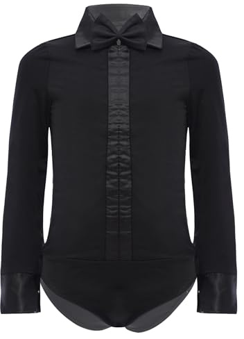 Aislor Body De Baile Latino Moderno para Niños Body Camiseta Baile Lírico Leotardo De Gimnasia Traje Baile De Salón Rumba Negro 7-8 años