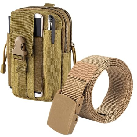 Sac banane Oxford imperméable pour homme - Avec ceinture - Étui de téléphone portable Oxford grand volume avec sac banane pour accessoires de smartphone et voyage, kaki, Voir description, Voir
