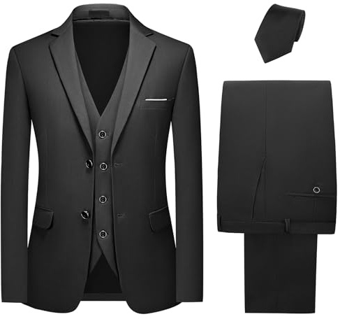 KUDMOL Costume Homme 3 Pièces Mariage Slim Fit à Deux Boutons avec Cravate
