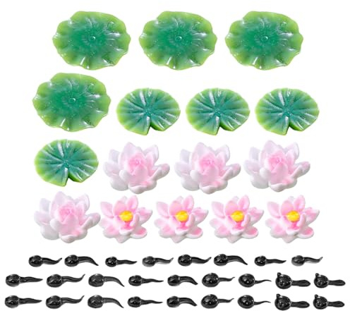 SUPVOX 1 Juego de Accesorios en Miniatura para estanques, nenúfares Artificiales, miniestatua de Rana de Loto, renacuajos para acuarios, Jardines de Hadas, decoración de estanques al Aire Libre.