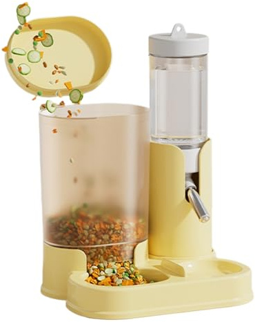 Hamster Water Bottle - Drinking Fountain | Drinking Bowl | Small Animal Water Bottle with Food Container Base | Detachable Small Animal Waterer with Food Feeding Bowl for Hedgehog Pet Gerbils Dwarf