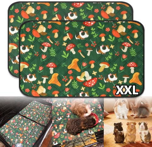 VCANIVR 2-pack stora marsvin burfoder hamster kissdyna sängkläder tvättbar och lufttorkad kissdyna, absorberande kaninbursfoder, för små djur chinchillor kaniner kanin