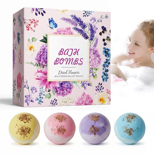 HOUSN Bombe da Bagno, 4 Pezzi Set Regalo, Bombe da Doccia per Bagno Rilassante, Allevia la Fatica Corporea, Ideale per Calze di Natale