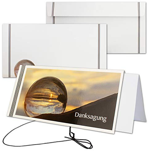 40x Trauerkarte mit Umschlag Set Danksagung - weltlich - inklusive hochwertiger Box - DIN Lang Quer-Format - Danksagungskarten Trauerkarten nach Beerdigung - Trauer-Papiere by GUSTAV NEUSER