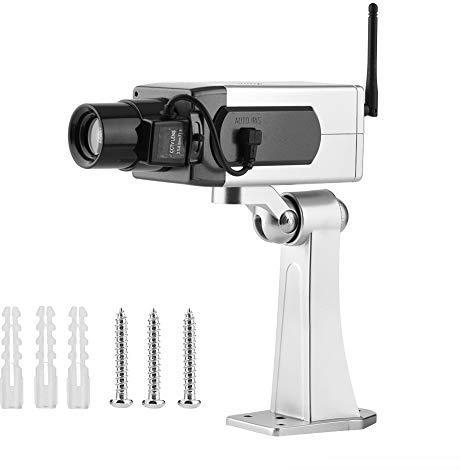 Fake Security Camera, Emulation CCTV Auto Rotation Movement Security Camera Surveillance System with Realistic Look Flashing LED for Home Store Indoor