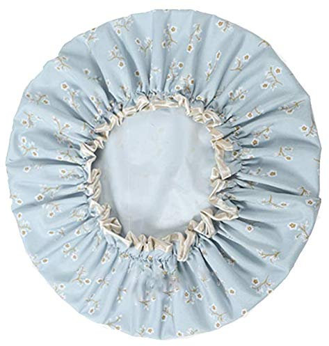 1Pc Shower Cap Double layer Shower Cap Waterproof Elastic Bath Cap Flower Pattern Head Hair Cap
