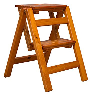 Folding 2 Stufen Hocker Küche Holzleitern Kleiner Fuß Hocker Holz Tragbare Leitern Hocker for Erwachsene & Kinder Indoor Trittleiter Schuhbank/Blume-Rack (Color : Walnut Color)