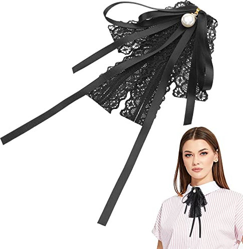 SOIMISS Krawatte Rosa Perle Bogen Brosche Pin Pre Gebunden Krawatte Fliege Spitze Band für Frauen Party Graduation Fliege Revers Pin Anzug Weste Zubehör Schwarz Rote Fliege