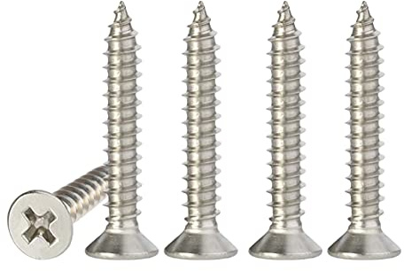 M4 Stainless Steel Self Tapping Screws,50pcs M4 X 30mm Phillips Flat Head Wood Srews DIY Woodworking Screws with Box (M4 X 30mm 50 PCS)