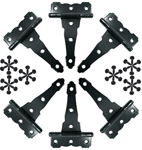 HLMOptimo 4 inch Strap Hinges - Heavy Duty, Rustproof, Classic Antique Shed Door Hinges (6, 4 inch)