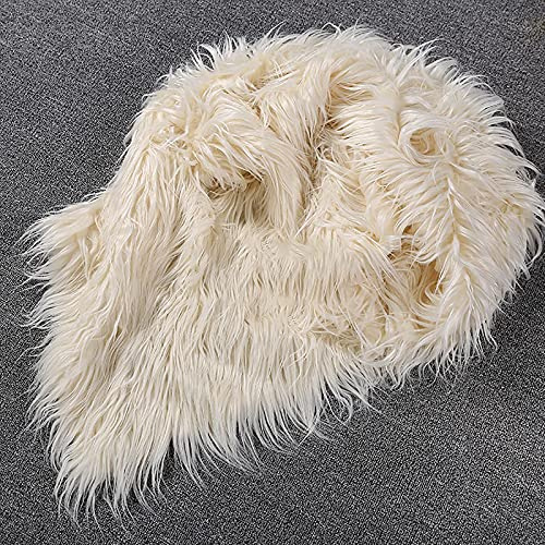 LPLND qualità Lungo Tessuto in Pelliccia Sintetica 170 * 50 cm Tessuto di Peluche Lunghezza dei Capelli 7-10 cm Pelliccia Morbida soffice per la Decorazione dell'Abbigliamento, lavori d(Color:Bianco)