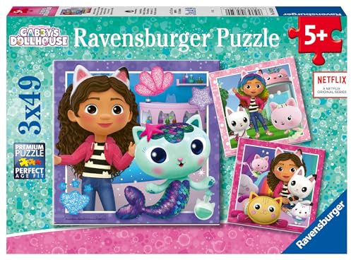 Ravensburger Gabby's Dollhouse 3x 49 Pieces Jigsaw Puzzles for Kids Age 5 Years Up - Gifts for Kids