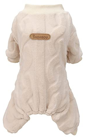 Izefia Suéter para Perro Ropa de Lana de Vellón Sudadera Cálida de Invierno Mono de 4 Piernas Pijama Suéter con Estampado de Torsión para Perro Pequeño Gato Mediano