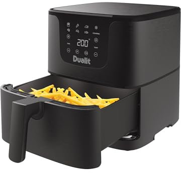 Dualit Air Fryer - 5.5L Capacity - Serves 4-7 Preset Cooking Programs - Healthy Eating Made Easy - Adjustable Temperature and Time Control - Non-Stick Dishwasher Safe Crisper Plate