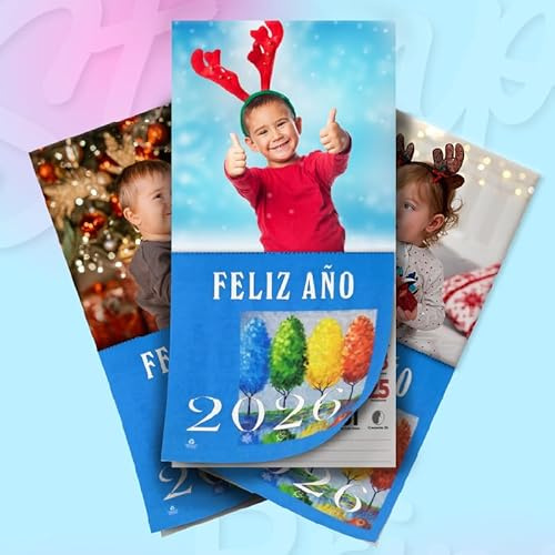 Pack 12 Calendarios Nevera con Imán de 10x20 cm del 2026 | Calendarios Magnéticos Personalizados con Faldilla más Cartulina con Foto, Logo, Imagen o Publicidad - Planificador Mensual y Organizador