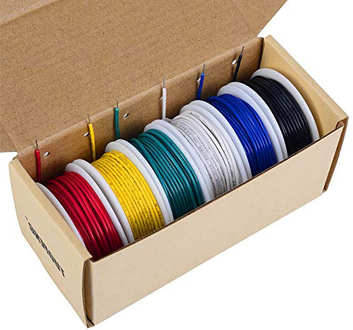 TUOFENG Kit de alambre sólido de 18 AWG – 6 bobinas de 6 metros en – Alambre puente de calibre 18 – Juego de cables de conexión