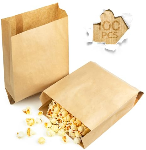 Majillux 100 Sacchetti Di Carta Kraft 18 x 27 x 7 cm Per Pane E Regali