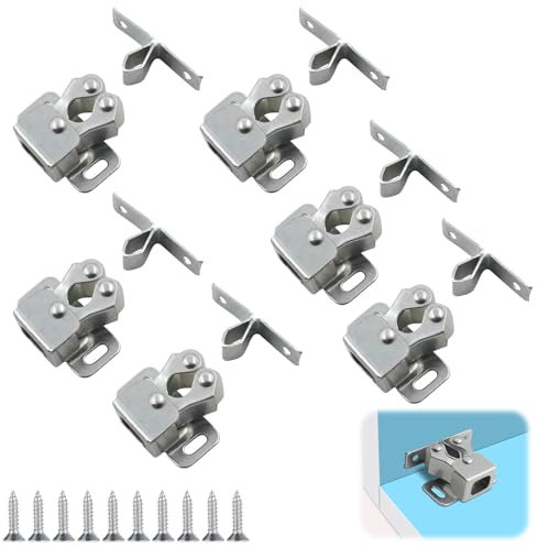 6 Set Möbelschnäpper Schranktür Doppel Rollenschnäpper Doppelrollen Schnäpper, Ball Roller Catch Schrankverschlüss Kleiderschrank Tür Latch Fang Türschnäpper für Schränk Schranktüren (3 Set)
