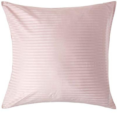 HOMESCAPES 2er-Set Damast Kissenbezug 80x80 cm Flieder mit Satin-Streifen & Reißverschluss, 100% ägyptische Baumwolle, Fadendichte 330