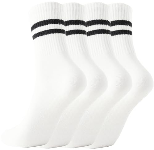 Gendewiner 2 Pairs White Non Slip Yoga Grip Pilates Socks for Women&Men Anti Slipper Grippy Socks for Ballet, Hospital, Dance, Trampoline, Barre