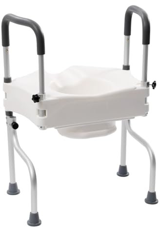 Toilettensitzerhöhung mit Handläufe Einstellbar Toilettensitzheber WC-Erhöhung,Geeignet für ältere und behinderte Menschen Sicherheitsrahmen, 150kg