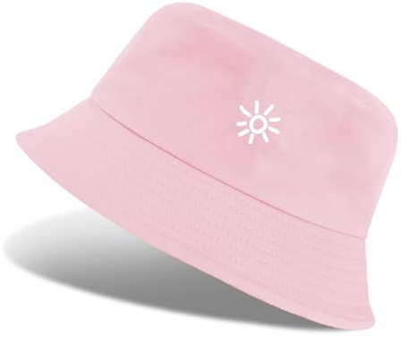 Tuopuda Plegable Sombrero de Pescador Mujer Hombre Sombrero de Sol Verano Playa Gorra Unisex para Al Aire Libre, Cámping Playa, Rosa-02