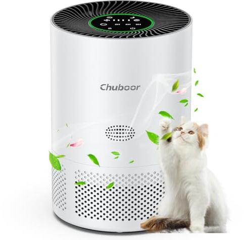 Luftreiniger Allergiker, HEPA Luftfilter gegen Schimmel, Staub und Tierhaare 305m³/h CADR bis zu 0,3 µm für bis zu 110m² Schlafzimmer, Luftqualitätsanzeige, Auto-Modus, 3 Geschwindigkeiten, 25dB