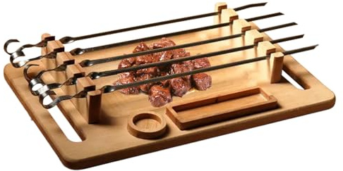 Vassoio per barbecue, in legno, per preparare e servire, grande vassoio per alimenti, utensili da cucina per cuocere carne, verdure, pollo, manzo, spiedini, soggiorno, tavolino da caffè