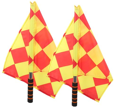Anneome 2 Piezas Banderines de Árbitro de Fútbol con Mango de Espuma y Metálico Banderas de Señalización para Árbitros y Jueces Kit de Banderas de Línea para Partidos Deportivos