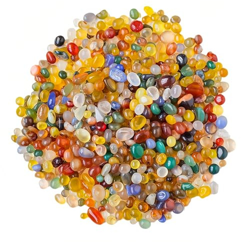 Xyvor 500 g ädelstenar för barn, 9–12 mm naturliga färgglada trumstenar små, dekorativa ädelstenar för barn, halvädelstenar blandning för ädelstensspel, skattjakt, blomkruka, akvarium