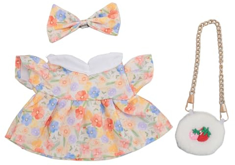 LIYJTK Ropa de muñeca de lujosa corbata de piso de tela de algodón 20 cm trajes de muñecas de felpa vestida con bolsa de fresa aplicable para el hogar cumpleaños de Navidad (1)