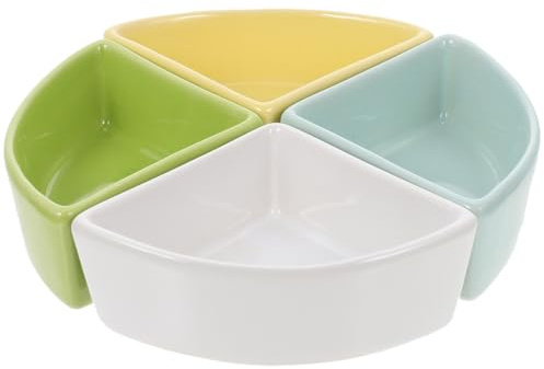 HEALLILY 4piezas Cuencos de Cerámica para Alimentación de Cobayas y Hámsteres Resistentes y Compactos Tazones Antideslizantes para Mascotas Pequeñas Colores Blanco Azul Verde y Amarillo