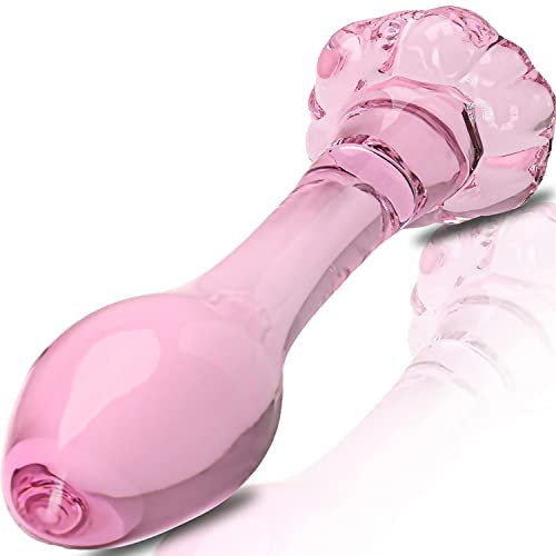 FOPS Plug Anale in Vetro Rosa 10cm ⌀3,5cm per Donne - Butt Plug Cristallino Elegante Dilatatore Anale Sex Toys per Principianti Esperte Stimolazione Sicura e Igienica G77
