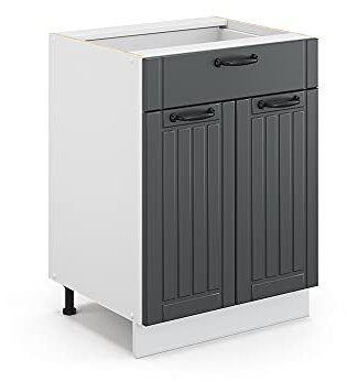 Vicco Küchenunterschrank Fame-Line, Anthrazit/Weiß, 60 cm mit Schublade, ohne Arbeitsplatte