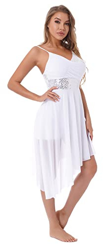 IEFIEL Robe Danse Latine Classique Femme Justaucorps Gymnastique Salas Spectacle Tenue Danse Jazz Ballet Robe de Cérémonie Soirée Cocktail Jupe