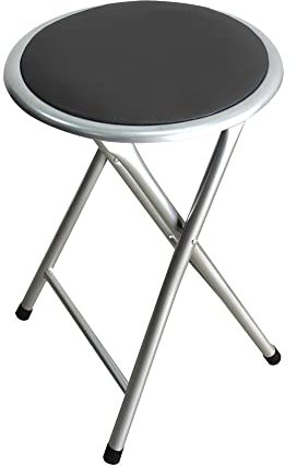 Sgabello pieghevole imbottito, nero (30 x 30 x 44,5 cm)