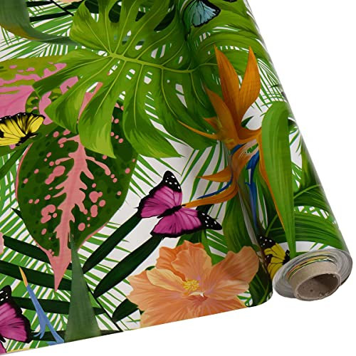 DéVa Wachstuchtischdecke Schmetterlinge weiß in 1,4m Breite (Meterware) - PVC Wachstuch - Outdoor und Indoor Tischdecke