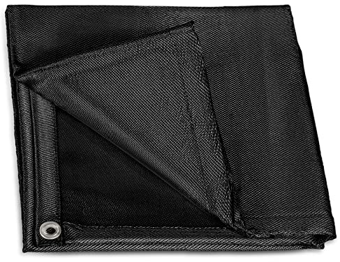 MULMART Welding Blanket 10X10FT, 922GSM, Black, Heavy Duty Welding Blanket, Fireproof Welding Blanket, 1/3”(8mm) Thickness, Large Welding Fireproof Thermal Resistant