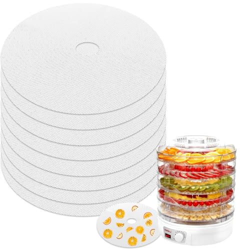 YUWJOOWEE 8 Stück Dörrfolie für Dörrautomat, BPA-Frei Dörrgerät Silikon Dehydrator Blätter, Wiederverwendbare Dampfmatten Netzfolie für Obsttrockner, Fruchtleder Matte