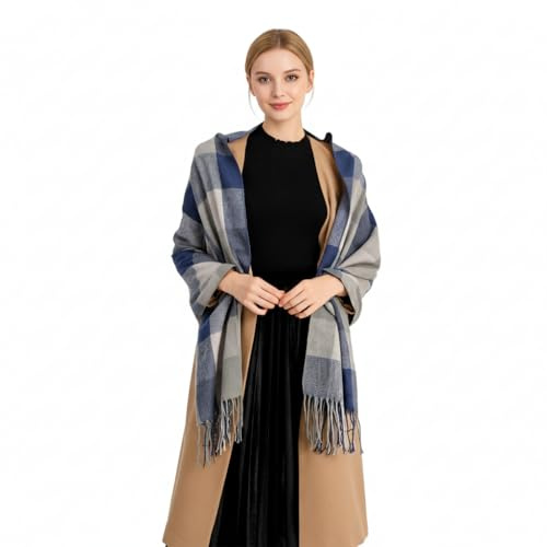 Good Nite Echarpe Plaid Foulard Chale Chaud Femme Homme Grosse Écharpe für Hiver Automne Etole Douce Confortable Sobre et Élégant(Gris,200x60cm)