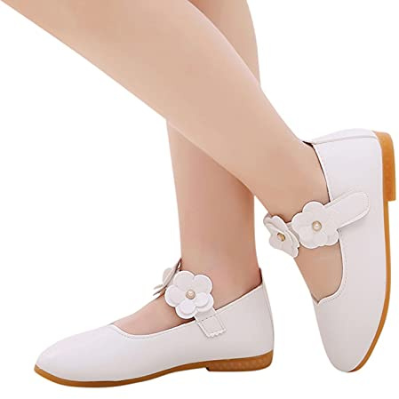 Prinsessskor, flicka, småbarn, skor, ballerina, skor, babygolvskor, eleganta dopskor, halkfria skor, fest, ballerinaskor, lära-gå-skor med kardborreband, Vit, 32 EU