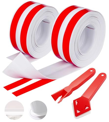 HonexCesng Joint Silicone Blanc Salle de Bain, Joint Salle de Baignoire, Ruban D'étanchéité, Anti-Moisissure et Imperméable, Ruban Adhésif pour Cuisine, Salle de Bain, Coin de Mur, Toilette