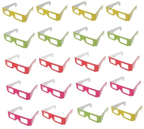 PHENOFICE Lunettes 3D Anaglyphes Carton Lot de 20 Lunettes 3D Plates Universelles