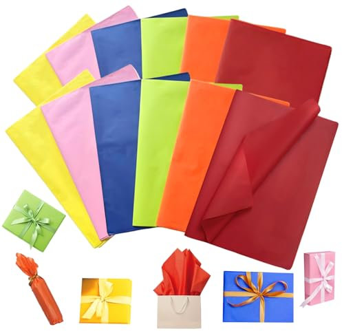 120 Blatt Seidenpapier Bunt 6 Farben Tissue Paper Verpackungsmaterial Geschenkpapier für Hochzeit Geburtstag Deko DIY Basteln Verpacken,Ostergeschenke Kinder 35x50 cm,Muttertagsgeschenke für Mama