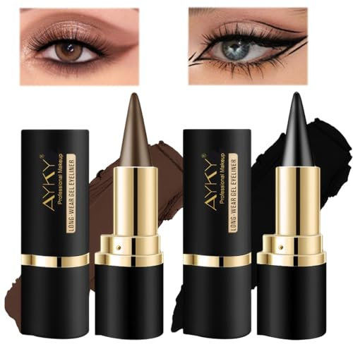 Eyeliner Wasserfest 2 Stück Matte Eyeliner Stift Gel 3g Kajalstift Wasserfest,Erstellt Den Idealen Eyeliner für Das Alltägliche,Langanhaltende Augen-Make-Up(Schwarz,Braun)