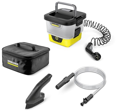 Kärcher Mobile Outdoor Cleaner OC 4 + Adventure, Fördermenge: 2 l/min, Gewicht: 3,7 kg, Wassertank: 8 l, Lithium-Ionen-Akku, Spiralschlauch, Gerätefilter, Abnehmbarer Wassertank, Multi Jet 4-in-1