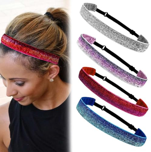 4 diademas para niñas, coloridas, deportes, ajustables, anchas, accesorios para el pelo, para la escuela, ocio, diadema multicolor