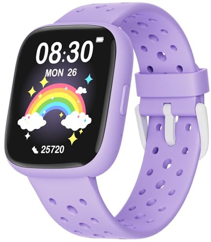 TICTIKY Montre Connectée Enfant Non APP Connectée, 1,83 Smartwatch avec Podomètre, IP68 Étanche, Cardiofrequencemètre, Moniteur de Sommeil, Jeux de Puzzle pour Filles Les Enfants de 5 Ans et Plus
