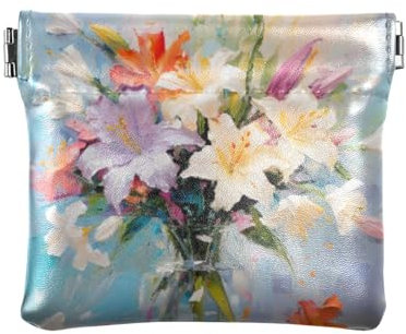 Mini porte-monnaie en cuir pour femme Bouquet de lys, Bouquet de lys, 9.5*11cm, Pochette à monnaie