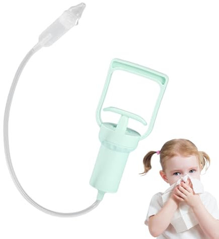 Nasensauger Baby Staubsauger, Tragbarer Baby Nasensauger, Nasenreiniger mit Weichem Saugkopf, Nasenpumpe Verstopfungsentlastung, Nasensekretsauger für Babys, Kinder und Erwachsene (Grün, l)
